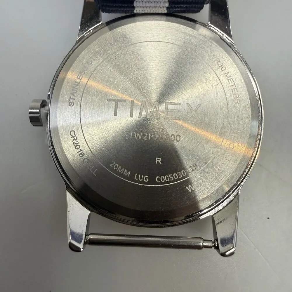 TIMEX TW2P75900 Indiglo Easy Reader Analog Men's Watch 38mm Blue Striped NEW